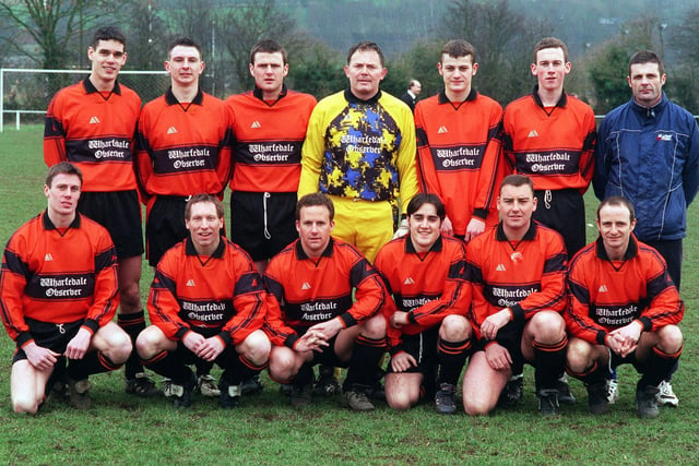 Otley Town of the County Amateur League pictured in February 1999. Back row, from left, are Paul North, Darren Howells,  Lee Grice, Adrian Atter, Joe Lunn, Carl Kernick, Mark Currie. Front row, from left, are James Firth, Paul Bailey, Chris Myers, Ross Baron, Ian Wolfenden and Sean McMurrough.