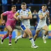 Tom Nicholson-Watton seen making a break during Leeds Rhinos' pre-season win over Hull KR. Picture by Steve Riding.