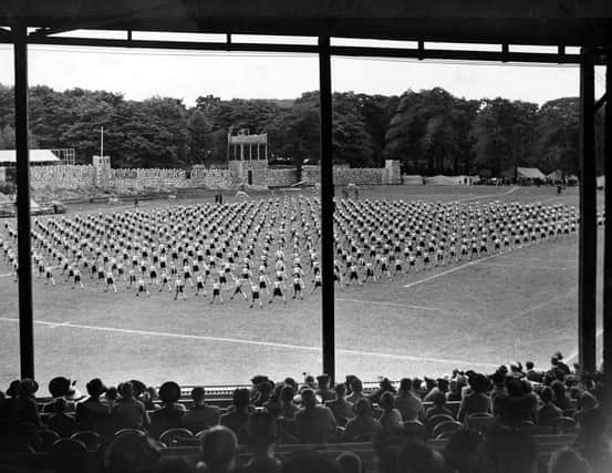 2,000 boys from schools around Leeds give a display of exercise routines at Children's Day in 1939.