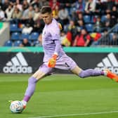 MAGDEBURG, GERMANY - SEPTEMBER 23: Goalkeeper Illan Meslier of France during the International Friendly between Germany U21 and France U21 at MDCC Arena on September 23, 2022 in Magdeburg, Germany. (Photo by Karina Hessland/Getty Images)