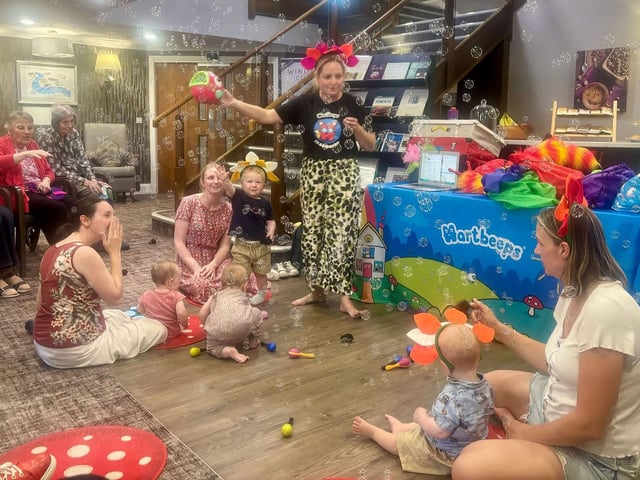 Hartbeeps Mums and Baby Group with residents from HC-One’s Windsor Court Care Home