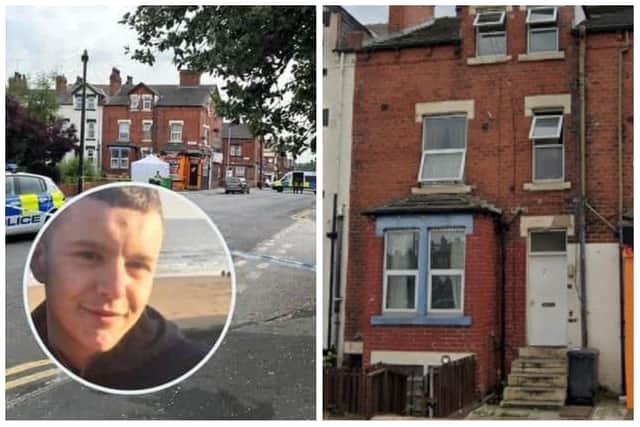 The body of Bradley Wall (inset) was found outside the flat on Fairford Avenue in Beeston.