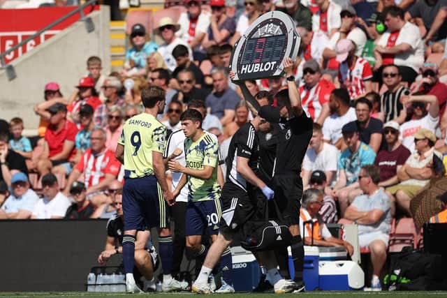 EARLY NIGGLE - Patrick Bamford was withdrawn in the first half of Leeds United's second game of the season at Southampton with a groin issue. Pic: Getty