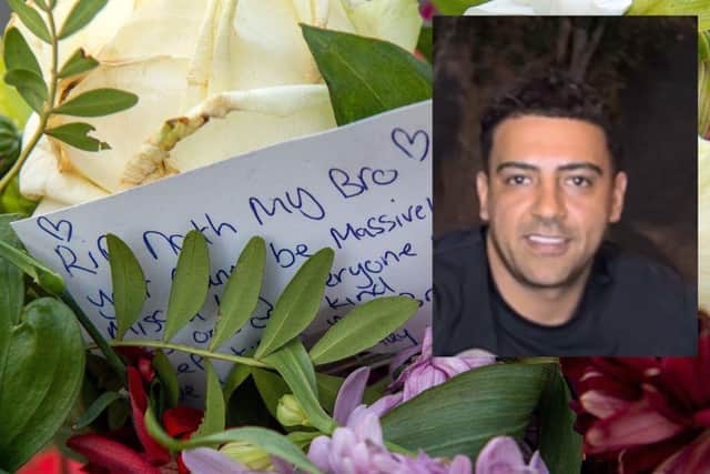 Personal tributes have been left among the masses of flowers at the scene of the crash where Nathan Thompson was killed. Picture: Bruce Rollinson