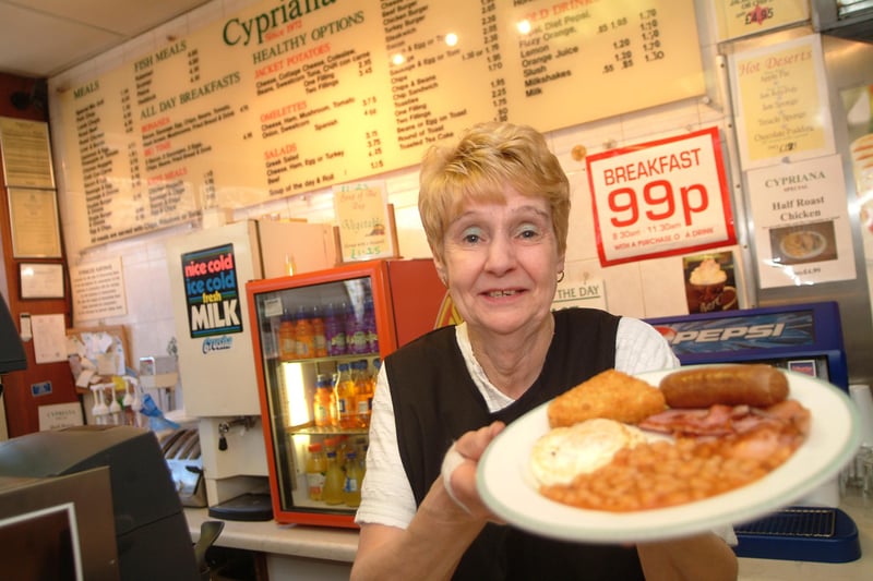 Cypriana Coffee House, Bridge Street, Worksop manager Christine Bartrop serves up a breakfast in 2008