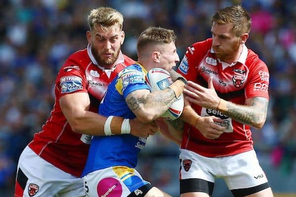 Liam Sutcliffe on the ball for Leeds in last Sunday's win over Salford.Picture by Matt West/SWpix.com.