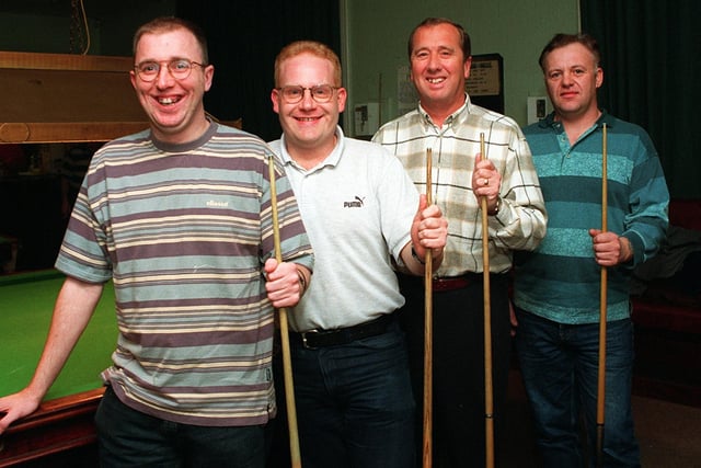Morley 'D' Snooker team in November 1998. Pictured, from left, are Darren Fleming, Mark Armitage, John Winn and Simon Frere.