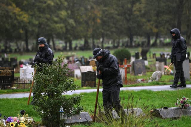 Police carrying out searches at Harehills Cemetery. (Pic: Jonathan Gawthorpe)