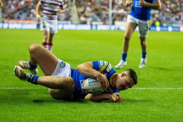 James Bentley's two tries away to Wigan helped Rhinos into this year's Grand Final, but he reckons they can do better next season. Picture by Bruce Rollinson.