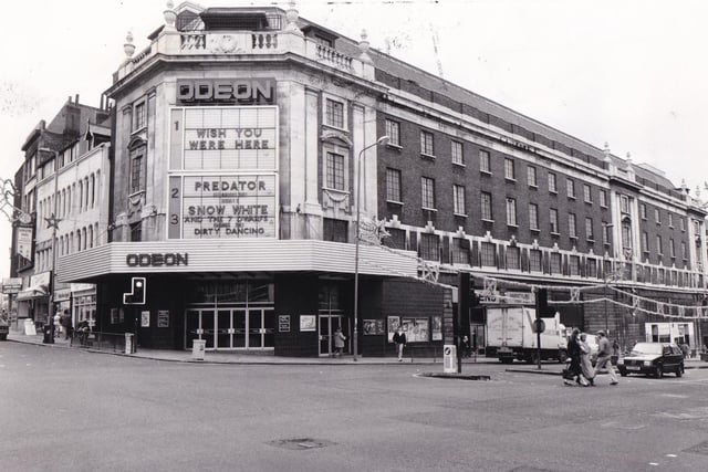 The Odeon pictured in January 1988 was to have two more screens as part of a £500,000 improvement programme. The downstairs former stalls auditorium was tripled and boasted seating for 441, 200 and 174, giving a total reduced seating capacity of 1,923.
