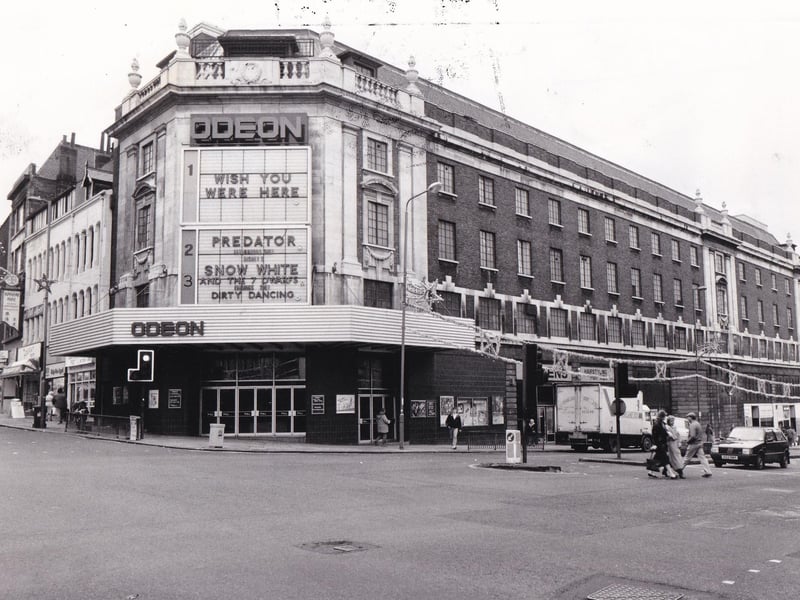 The Odeon pictured in January 1988 was to have two more screens as part of a £500,000 improvement programme. The downstairs former stalls auditorium was tripled and boasted seating for 441, 200 and 174, giving a total reduced seating capacity of 1,923.