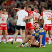 James Bentley, now of Warrington Wolves, looks dejected after Leeds Rhinos' Grand Final defeat by St Helens four years ago. Picture by Ed Sykes/SWpix.com.