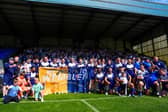 Featherstone Rovers celebrate their 1895 Cup semi-final win at Oldham in May which took them to Wembley. Picture by Olly Hassell/SWpix.com.