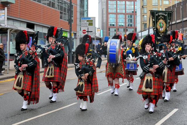 Pictured is the City of Leeds Pipe Band at the St Patrick's Day celebration held in March this year.