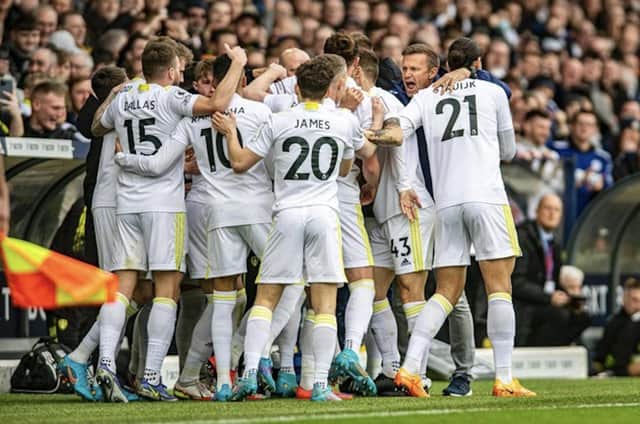 Leeds United in celebratory mood