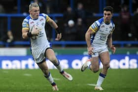 Harry Newman on the ball for Leeds Rhinos in last week's James Donaldson testimonial against Hull KR. Picture by Steve Riding.