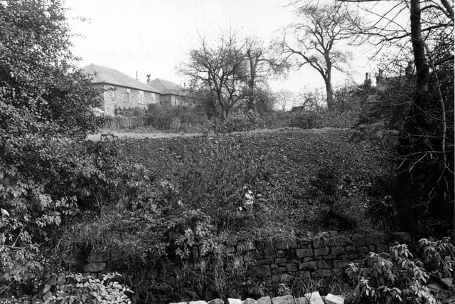 Cross Bentley Lane in October 1951. Meanwood Beck in the foreground.