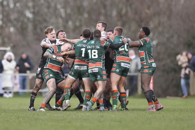 Hunslet beat Stanningley in a stormy Challenge Cup tie last weekend. Picture by John Victor.