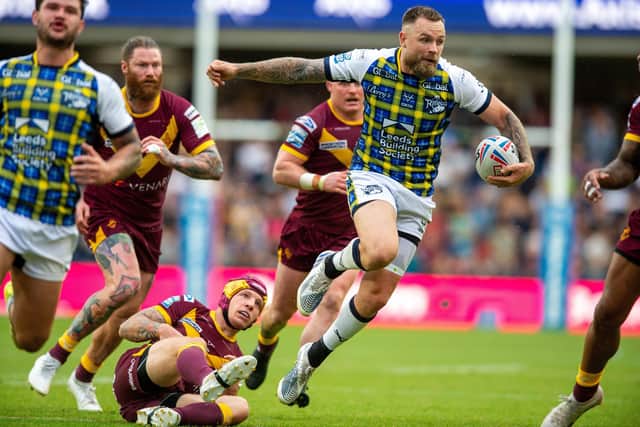 Blake Austin was outstanding for Rhinos in the win over Huddersfield and will be aiming for another big game against his former club, Warrington, on Thursday. Picture by Bruce Rollinson.