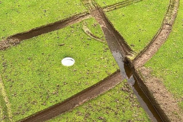 Damage was caused by motorbikes being driven on the golf course.