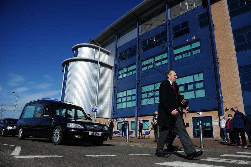 The cortege arrives at Falkirk Stadium (Pic: Michael Gillen)