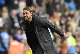 LEEDS, ENGLAND - SEPTEMBER 23:  Leeds United Manager Daniel Farke celebrates after the Sky Bet Championship match between Leeds United and Watford at Elland Road on September 23, 2023 in Leeds, England. (Photo by Ben Roberts Photo/Getty Images)