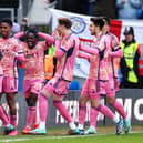 MAGIC MOMENT - Patrick Bamford of Leeds United celebrates with team-mates after scoring a wondergoal in the Emirates FA Cup Third Round match between Peterborough United and Leeds United at London Road. Pic: Marc Atkins/Getty Images
