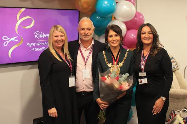 Bryn Evans, Jill Evans & Allison Taylor from Home Instead with The Lord Mayor of Sheffield, Jayne Dunn