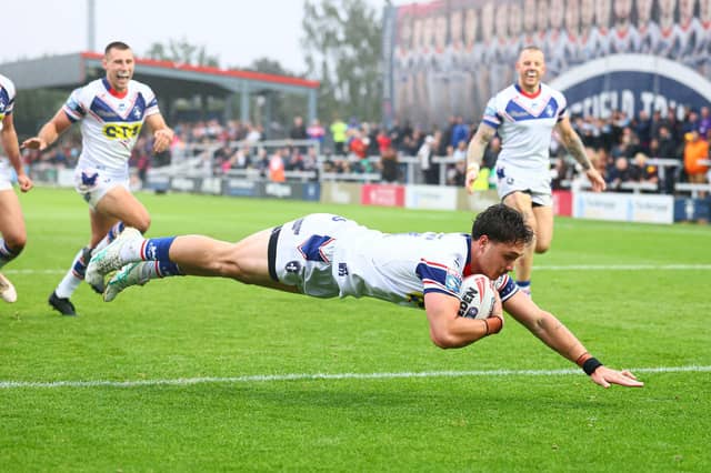 Wakefield Trinity's Seth Nikotemo - seen scoring agianst Huddersfield Giants last month - is available to face Salford Red Devils on Friday, despite an injury scare. Picture by Paul Currie/SWpix.com.