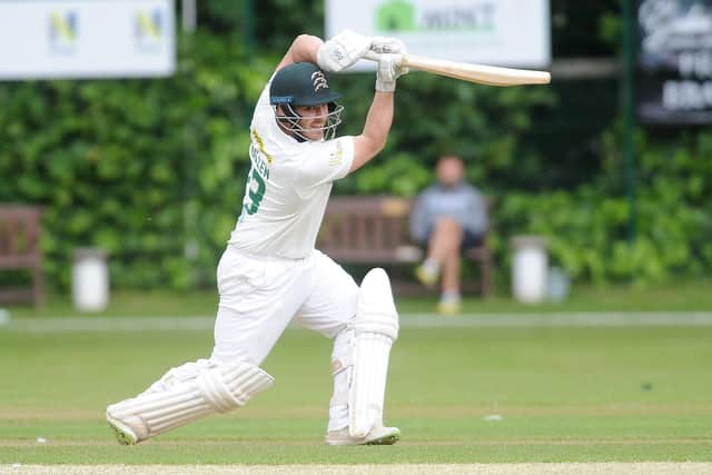 ALMOST THERE: New Farnley's Steve Bullen hit 42 to help his team to an eight-wicket win over Cleckheaton and to within three points of the Bradford Premier League title. Picture: Steve Riding.