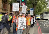 Just Stop Oil supporters outside Westminster Magistrates Court in London. The group has announced it will stage a 'slow march' through Leeds city centre this weekend. (Photo by Joseph Draper/PA Wire)