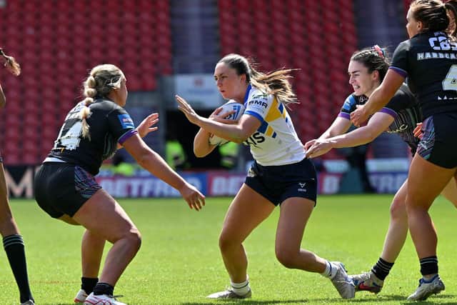 Picture by Matthew Merrick/SWpix.com - 10/05/2026 - Rugby League - Betfred Women's Challenge Cup Semi Final - St Helens v Leeds Rhinos - Eco-Power Stadium, Doncaster, England - Leeds' Ruby Enright.