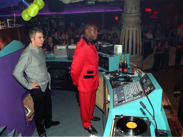 Former boxer Frank Bruno was the guest DJ for the opening of Club Barcelona at Birstall near Leeds in November 1997.