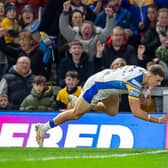Ash Handley scored Leeds Rhinos' first try of the new season after a thrilling length-of-the-field run against Salford. Picture by Allan McKenzie/SWpix.com.