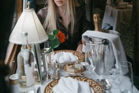 Champagne on ice ... a passenger dines in style aboard the Northern Belle