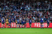 Wakefield Trinity fans celebrate Isaiah Vagana's try in the win against Castleford Tigers two weeks ago. Friday's visit of Leeds Rhinos is now sold out. Picture by Alex Whitehead/SWpix.com.