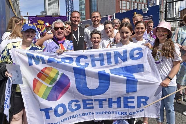 Former Leeds United forward Noel Whelan and current Whites defender Luke Ayling were also in attendance, alongside the group for LGBT+ Leeds United fans Marching Out Together.