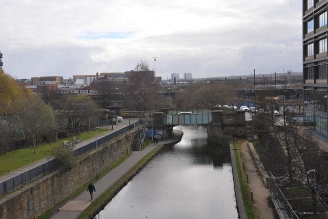 Designed by Thomas Grainger in 1846, the old railway line goes over the River Aire and the Leeds and Liverpool Canal
