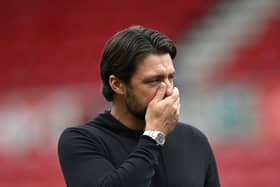 MIDDLESBROUGH, ENGLAND - SEPTEMBER 23: Southampton manager Russell Martin reacts prior to the Sky Bet Championship match between Middlesbrough and Southampton FC at Riverside Stadium on September 23, 2023 in Middlesbrough, England. (Photo by Stu Forster/Getty Images)