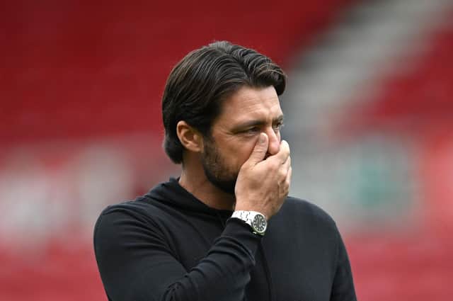 MIDDLESBROUGH, ENGLAND - SEPTEMBER 23: Southampton manager Russell Martin reacts prior to the Sky Bet Championship match between Middlesbrough and Southampton FC at Riverside Stadium on September 23, 2023 in Middlesbrough, England. (Photo by Stu Forster/Getty Images)