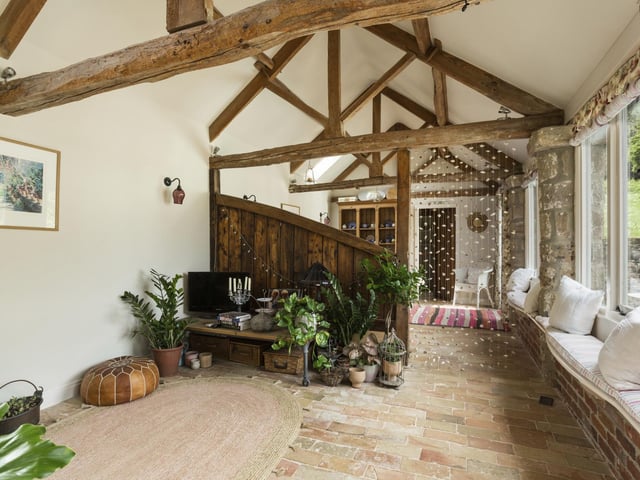 A family area with what were once stall divisions.