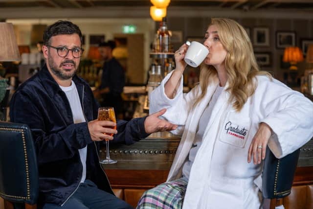Simon Bird, and Inbetweeners co-star Jessica Knappett, go toe to toe in “The Great Travel Debate"