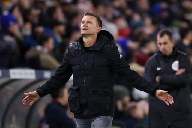LEEDS, ENGLAND - JANUARY 04: Jesse Marsch, Manager of Leeds United reacts during the Premier League match between Leeds United and West Ham United at Elland Road on January 04, 2023 in Leeds, England. (Photo by George Wood/Getty Images)