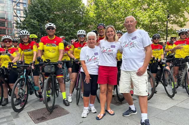18 great photos of 77 cyclists completing the 11th mammoth bike ride from Cleckheaton to London in memory of Jo Cox.
