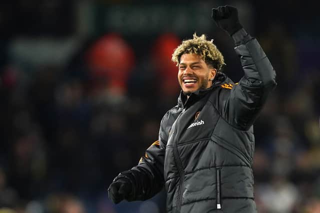 Leeds United's new signing Georginio Rutter is introduced to the fans at half time during the Emirates FA Cup third round replay match at Elland Road (Pic: Mike Egerton/PA)