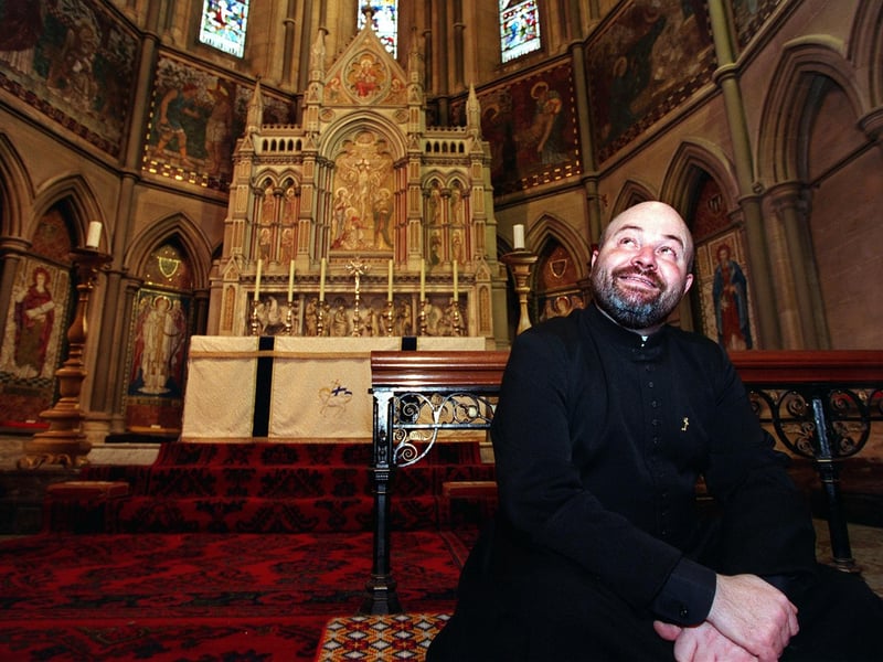 Reverend Timothy Lipscomb, vicar of St Bartholomew's,  was all smiles in November 1999 after the news that the church was to receive more than £300,000 from the Lottery Heritage Fund for repairs.