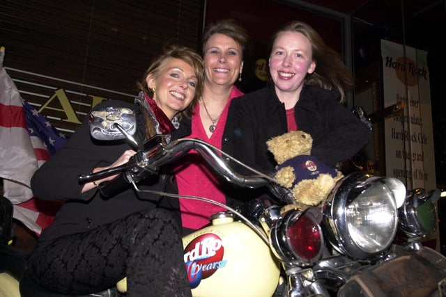 Linda Garner, Brenda Peel and Helene Stone from Martin House Hospice on the opening night of Hard Rock Cafe in Leeds. The charity benefited from a £6,000 donation.