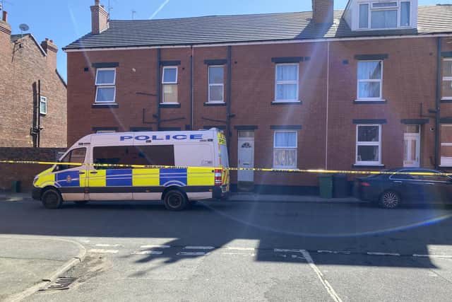 The police cordon in Shafton View, Holbeck, following a shooting