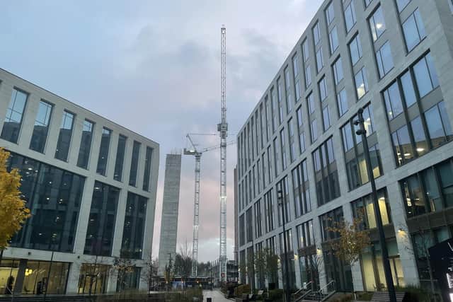 The dramatic scenes in Whitehall Road on November 14 came after a "fault" was identified with a crane by engineers, according to contractor Bowmer and Kirkland which is building a development on the banks of the River Aire.