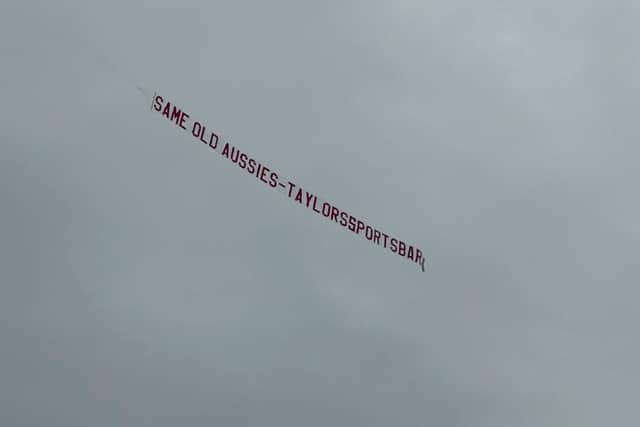 The message that flew over Headingley Stadium was masterminded by a Leeds bar.